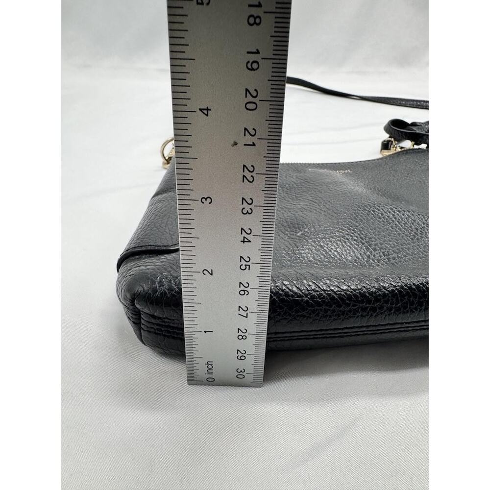 Henri Bendel Crossbody Bag Womens Small Black Pebbled Leather Zip Shoulder Purse - Picture 11 of 11